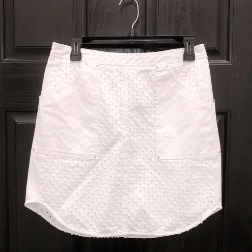 Rebecca Taylor Punched Denim Mini Skirt Size 8 NWT $365.00