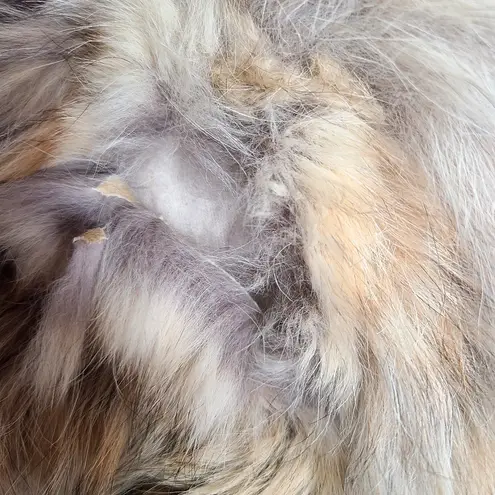 Vintage Real Fur Collared Coat Glam Shaggy Fluffy Brown Size L