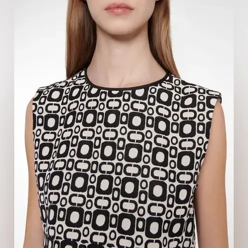 Max Mara Aosta Cotton Blend Minidress Geometric Black White Sleeveless Dress 12 - Image 7