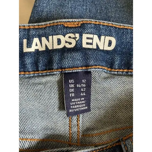 Lands End Blue Denim Jeans Women's 12 Medium Wash Straight Leg Stretch