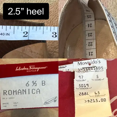 Salvatore Ferragamo Vintage 80s Romanica White Calf Leather Brogue Pumps Preppy