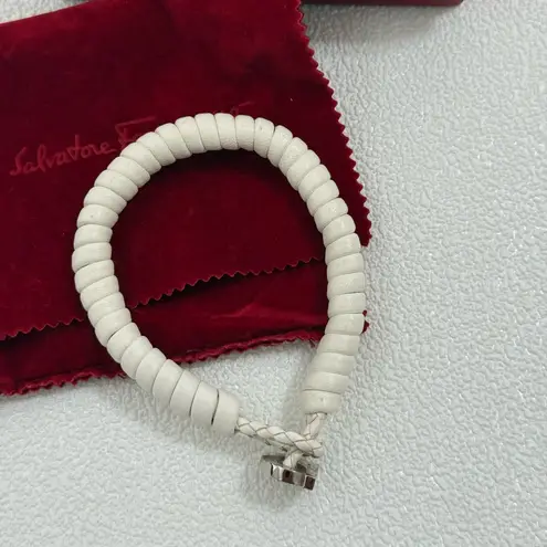 Salvatore Ferragamo Ferragamo Salvatore Off-White Gancini Calfskin Bracelet/L7.5”