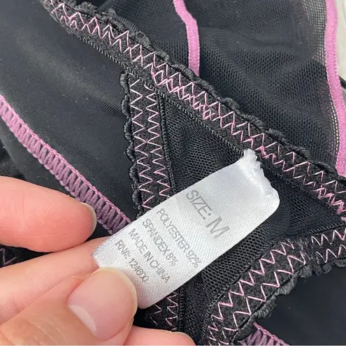 Lingerie Micro Skirt ruffle mesh garter womens Black Pink (medium) y2k boudoir