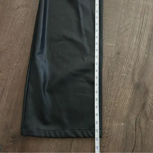 We Wore What Black Vegan Faux Leather High Rise Wide Leg Pants Trousers 28