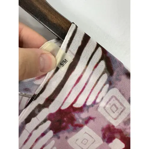 Soft Surroundings Top S/M Purple Geometric Boho Kimono Caftan Resort Hippie