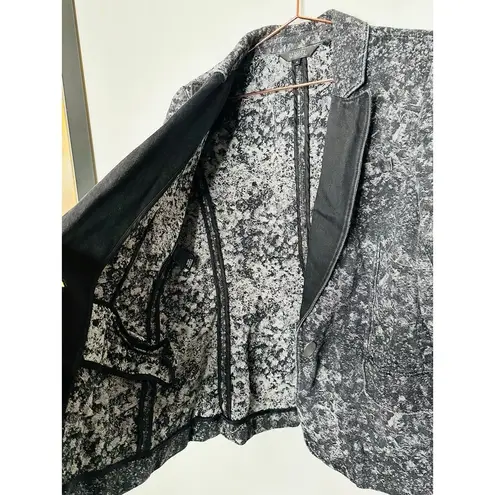BADGLEY MISCHKA Grey Black Printed Floral 100% Cotton Fitted Charlie Blazer XL