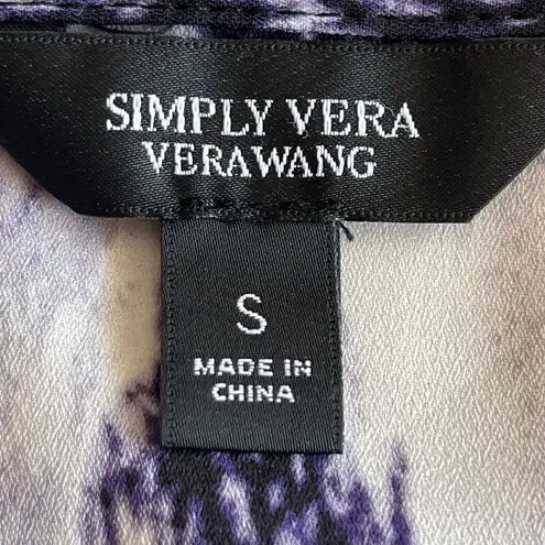 Simply Vera Wang Tie Dye Abstract Print Blouse Womens S Purple Handkerchief Hem