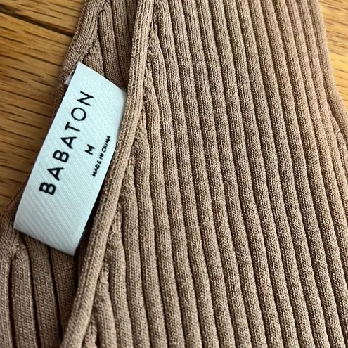 Babaton Aritizia Sculpt Ribbed Knit Double V Neck Tank mini Dress