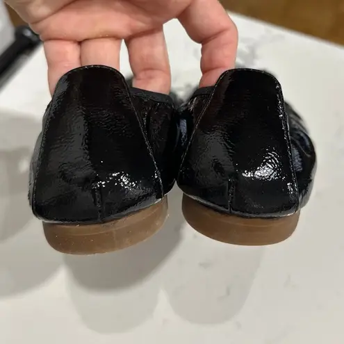 LK Bennett Tilly Black Crinkled Patent Leather Pointed Ballerina Flats, Size 40