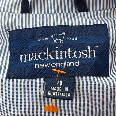 Mackintosh New England Anorak Jacket Striped Hood Snap Front Navy 2X Blue