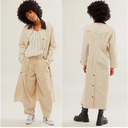 Free People  Hunter Longline Duster Trench Coat in pastry cream Size S
