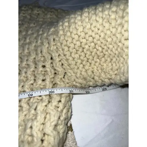 Ecru Vintage Heavy Weight Cable Knit Homemade Cowl Neck Sweater Women’s Large