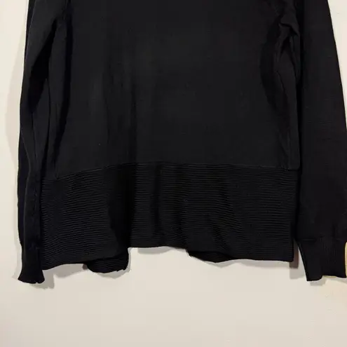 Magaschoni NWT Black Ribbed Trim Gold Zipper Pockets Cardigan Sweater