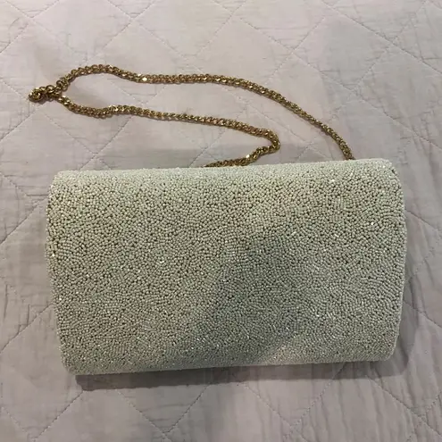 PRETTY ROBES Custom Hand Beaded Clutch Bridal Wedding Bride Bag White Size OS