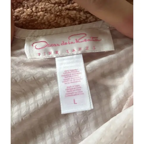 Oscar de la Renta Pink Label Chemise Lace Rosette Trim Satin Bow L