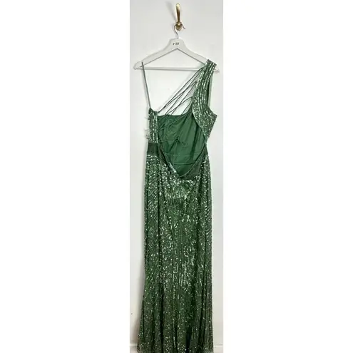 Mac Duggal Sequin Beaded Lace-Up Gown in Sage Size US 16
