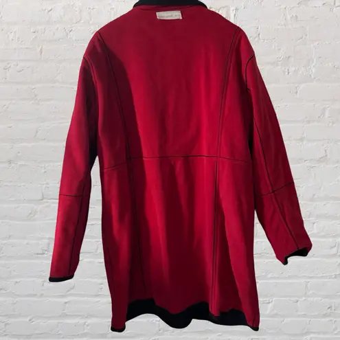 Susan Graver Fleece Coat Plus Size 1X Reversible Black Red Womens Full front button Jacket