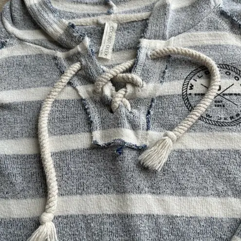 Blue Gray Striped Women's Hoodie Wildwood NJ size S