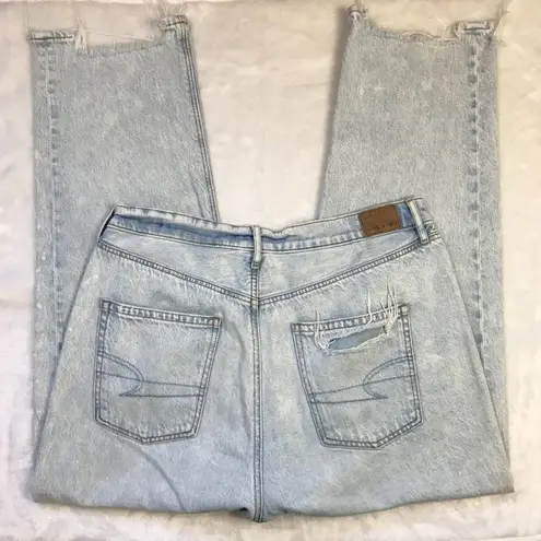 American Eagle Highest Rise 90s Boyfriend Jeans Cotton‎ Denim Size 14 Distressed