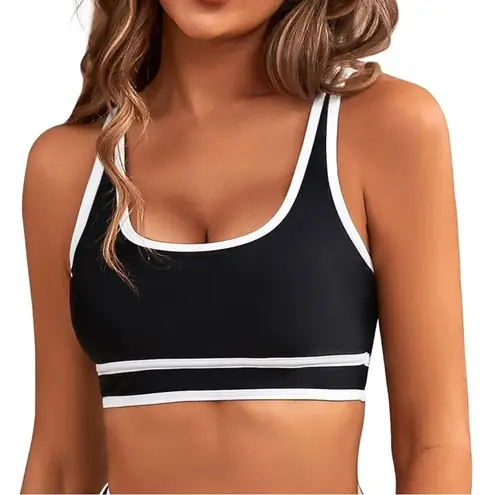 NWT BMJL Women’s Black & White Color Block Sporty Bikini Top