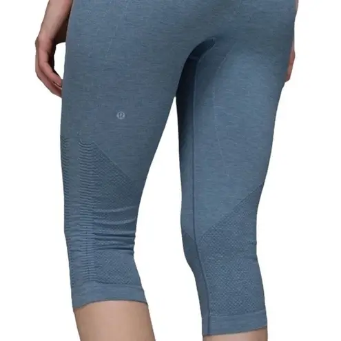 Lululemon  Leggings In The Flow Crop II Heathered Blue Denim Lulu Size 2 | XS