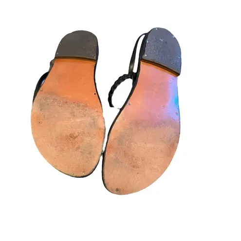 Rondini St. Tropez Braided Leather Strap Sandals Handmade In France Size 9.5 Black