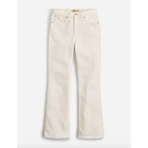 Madewell  Petite Kick Out Crop Jeans Pure White Stretch Mid Rise Flare US 33P NWT