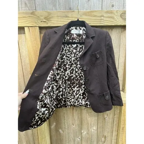 Tahari Blazer Women‎ Brown Button Down Career Jacket Pockets 4 Petite Work