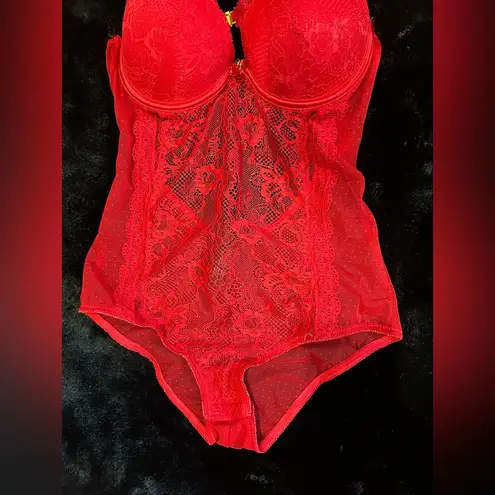 Daisy Fuentes Red Lace Bodysuit - Size Small