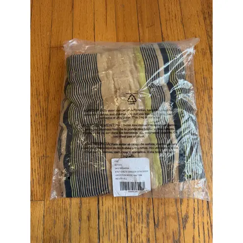 Free People  Kaftan Womens One Size Natural Vacation Mode Striped Boho Cover Up