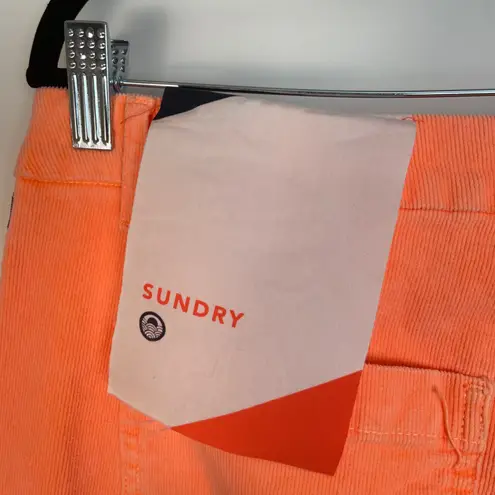 Sundry Neon Orange Rainbow Stripe Festival Ankle Zip Corduroy Jogger Size 30 - Image 10