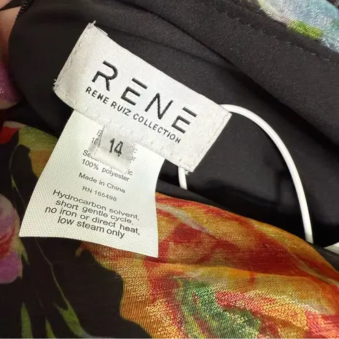 Rene Ruiz Collection Chiffon Cape Gown Floral Multi Women’s NWT Black Size 2