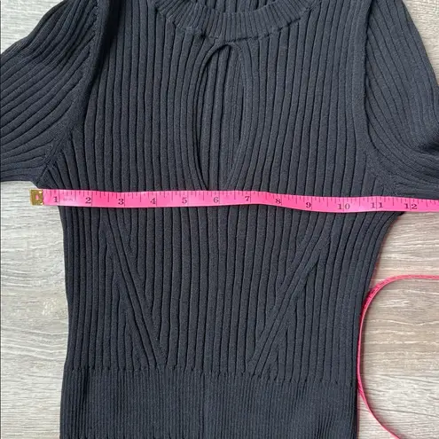 BODEN Ribbed Cut Out Dress Black Keyhole Neck‎ Long Sleeve Fitted 6