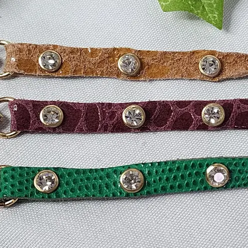 Gold Cuban Link Chain and Burgundy Leather Boot Ankle Bracelet Green