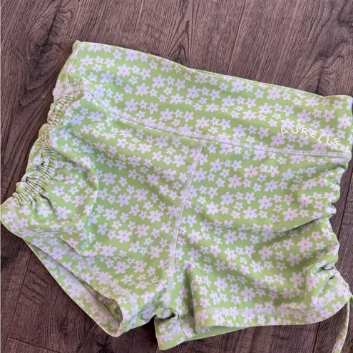 Aurelle High Rise Bright Green Floral Shorts