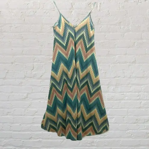 Coco Made Italy L Zigzag Ikat Print Maxi Dress Blue Size L