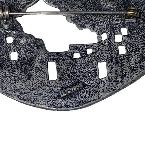 Vintage 1988 JJ 3D Building Pewter Silver Tone Pueblo Adobe Scene Pin Brooch