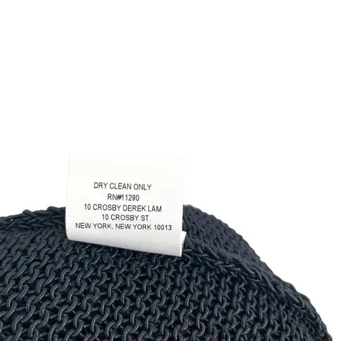 Derek Lam 10 Crosby Woven Crew Neck Top with Ribbed Hem Cuffs Black Size Small