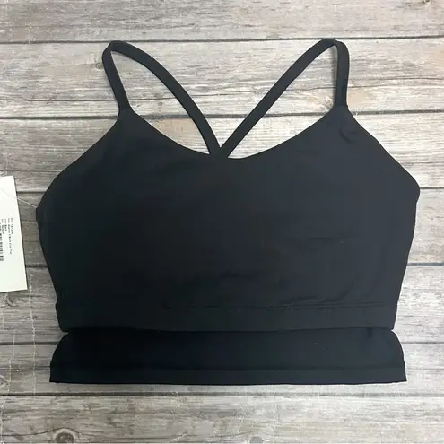 Kira Grace Black Warrior Y Back Crop Top Sports Bra Scoop Neck Shelf Bra Medium