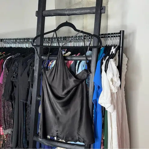 Shona joy Mia One Shoulder Cowl Back Satin Top in Black