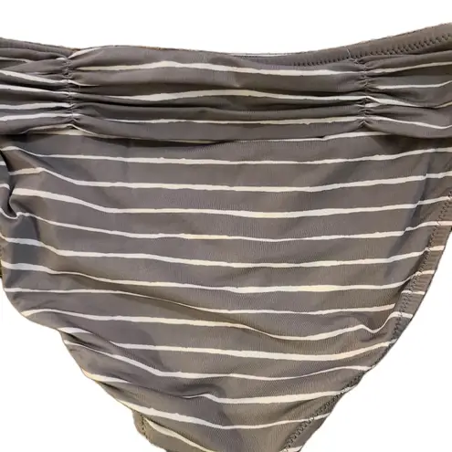 Garnet Hill Womens Ruched Lined Bikini Bottom Gray Striped Size 02