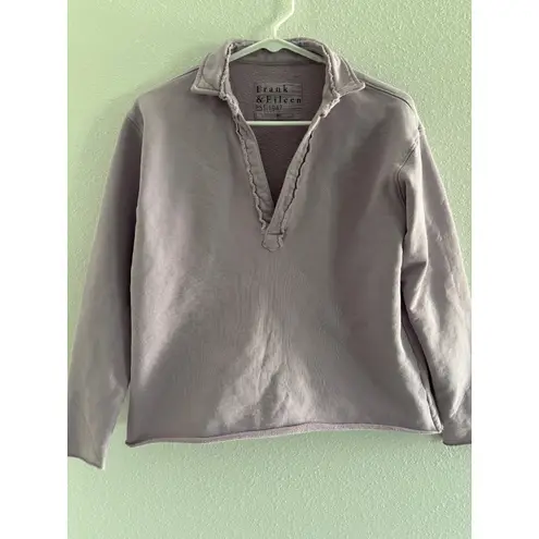 Frank & Eileen Patrick Popover Triple Fleece Womens XS Purple Preppy Travel Cozy