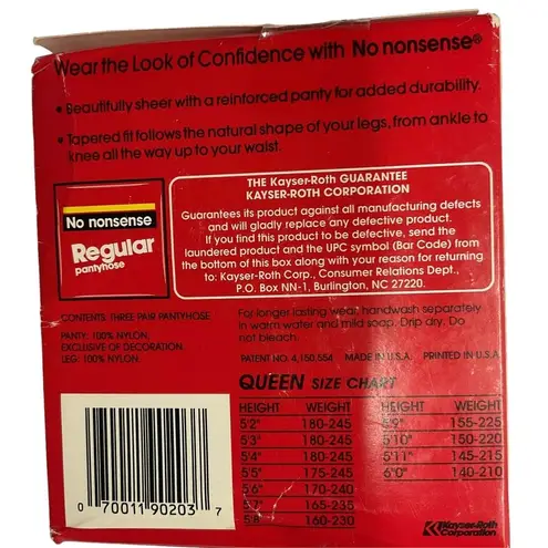 No Nonsense 3 Pack‎ Vintage Pantyhose with Reinforced Toe Size Queen Nude NWB Brown