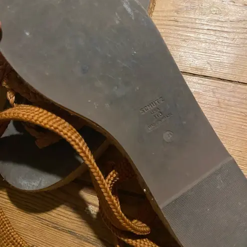 Schutz Byana platform espadrille wrap sandals brown