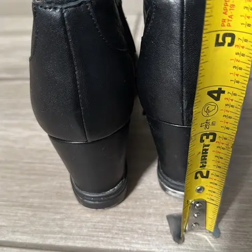 Linea Paola Leather wedge sneakers womens booties 8.5 black