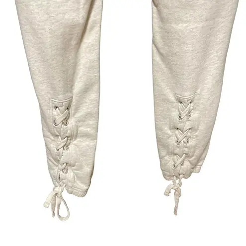 Pam & Gela Pam & Gela Lace-up Jogger Sweatpants Oatmeal Cream Gray Size Small
