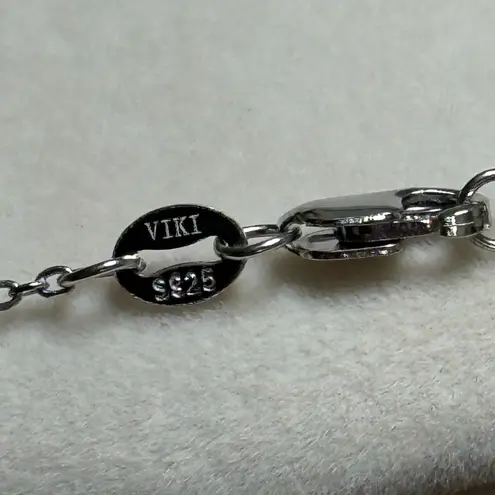 Viki Lynn Sterling Silver Initial M Necklace With Clear Crystals New