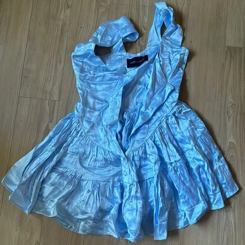 Vanessa Mooney THE ELISABETH ROMPER DRESS - SKY BLUE SATIN