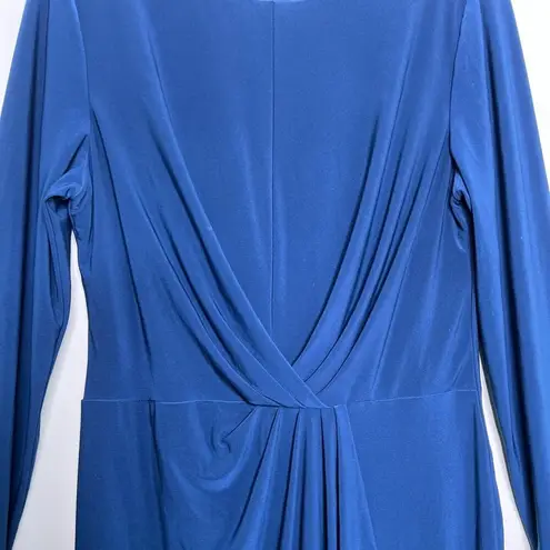 Ralph Lauren Lauren by  Women's Blue Ruched Jersey Dress Size 14