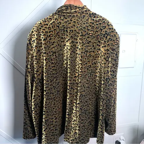 R & K Gold Blazer with Leopard Print and Shawl Collar